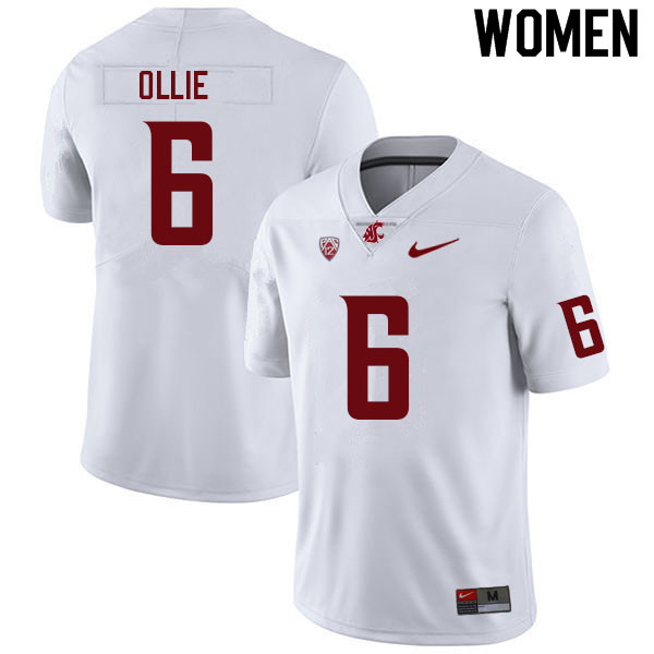 Women #6 Donovan Ollie Washington State Cougars College Football Jerseys Sale-White